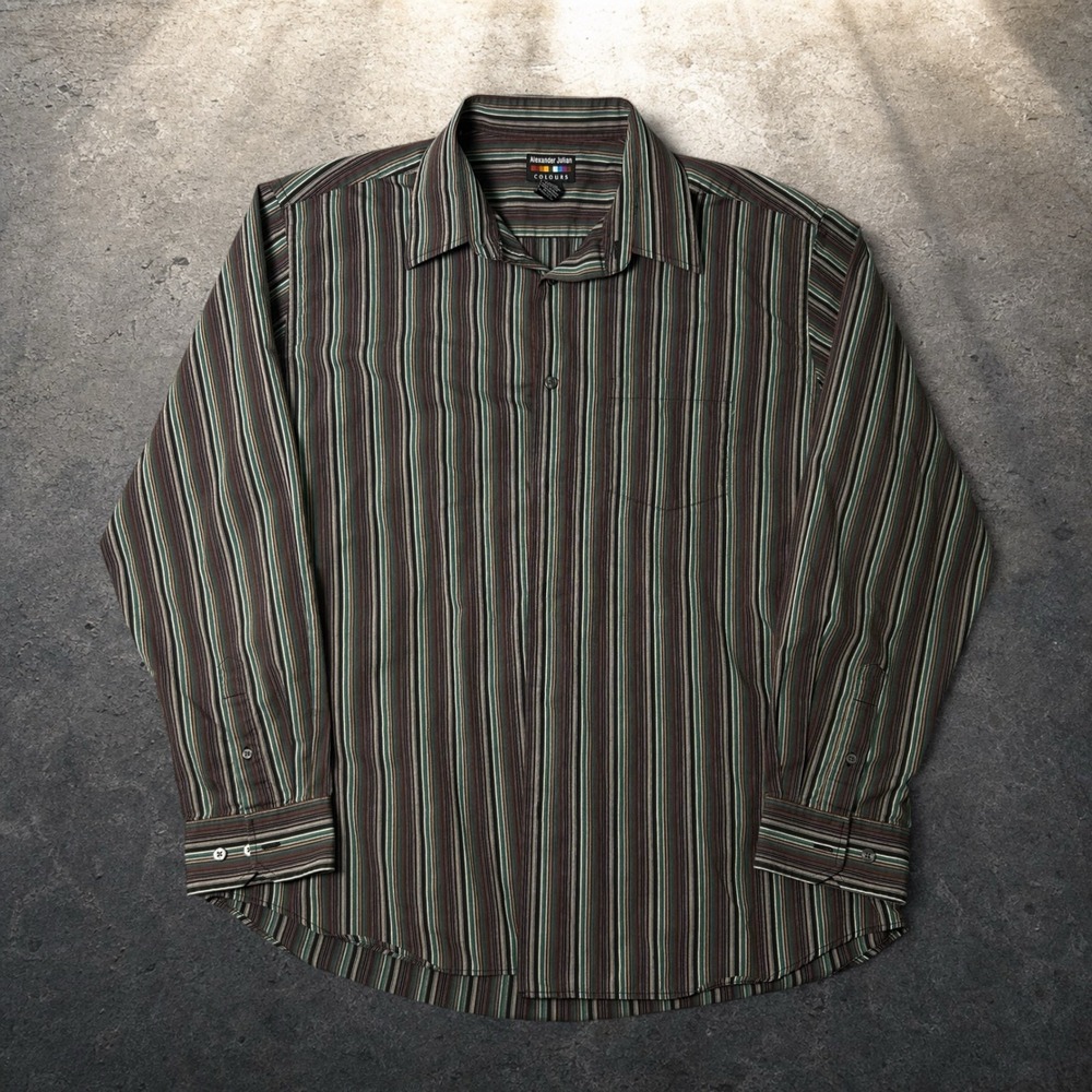 Alexander Julian Colours Striped Button Down Shirt Multi Color Size XL Vintage